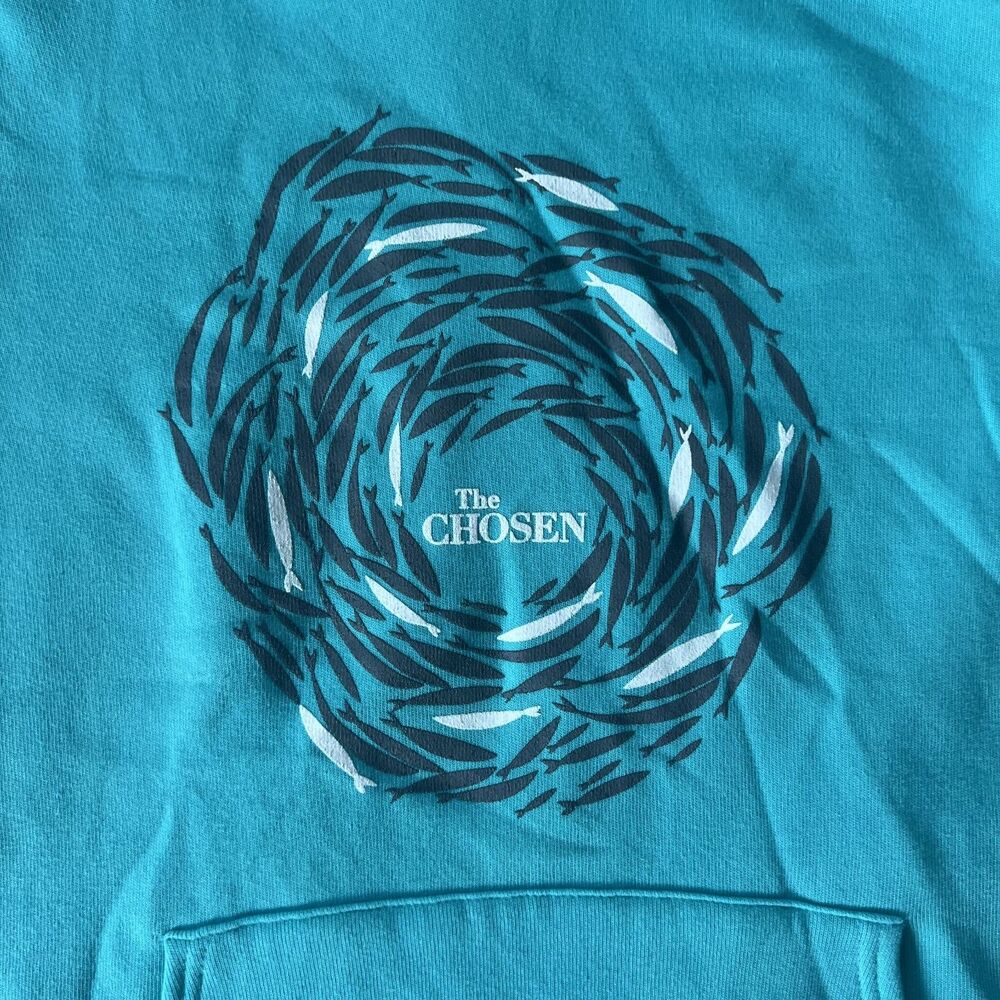 Against the Current - The Chosen LS Athletic Teal Hooded Sweatshirt sz Medium - Picture 3 of 6